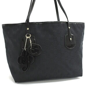 Gucci Tote Bag Black GG Canvas Shoulder Strap
